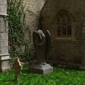 3d illustration of a fantasy church with graveyard