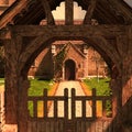 3d illustration of a fantasy church with graveyard