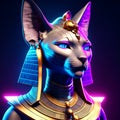 3D Illustration of a Fantasy Egyptian Sphinx with Blue Background generative AI