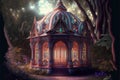 3D illustration of a fantasy gazebo in the forest