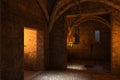 Fantasy medieval dungeon architecture construction 3d illustration