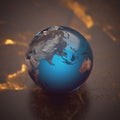 3d illustration. Fantasy relistic model of Earth sphere on the table.