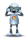 3d illustration fashion wear design of little robot wearing fancy eyeglass