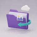 3D Folder Icon with Image, Cloud, and Arrow Symbolizing Upload or Transfer file document Royalty Free Stock Photo