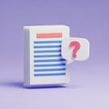 3D Illustration of a Stack of Documents with a Question Mark Speech Bubble paper file Royalty Free Stock Photo