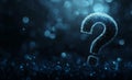 A 2D illustration featuring abstract tech elements and a question mark conveys the idea of contemplation and reflection Royalty Free Stock Photo