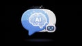AI Brain Icon within a Speech Bubble with a Friendly Robot Character artificial intelligence Royalty Free Stock Photo