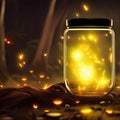 Glass Jar of Fireflies Royalty Free Stock Photo