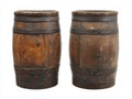 A 3D illustration featuring two wooden barrels, isolated on a white backdrop. Royalty Free Stock Photo