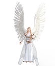 3D Illustration of a female angel with feathered wings