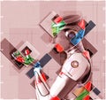 Female cyborg in collage style 3d illustration Royalty Free Stock Photo
