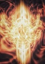 3d illustration of a fiery dragon exploding and burning