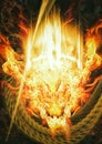 3d illustration of a fiery dragon exploding and burning