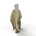 3d illustration of a figure wearing a cloak and a white shawl with a white background