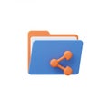 3D illustration of a file folder. The folder has an orange tab on the back and a blue fro Royalty Free Stock Photo