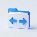 3D icon of file transfer between two folders with arrows on white background Royalty Free Stock Photo