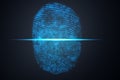 3D illustration Fingerprint scan provides security access with biometrics identification. Concept Fingerprint protection