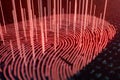 3D illustration Fingerprint scan provides security access with biometrics identification. Concept fingerprint hacking