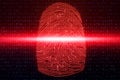 3D illustration Fingerprint scan provides security access with biometrics identification. Concept fingerprint hacking Royalty Free Stock Photo