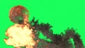 Fire Ball Explosion on green screen Royalty Free Stock Photo