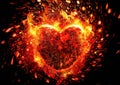 3d illustration of flames burning in heart shape Royalty Free Stock Photo