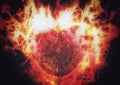 3d illustration of flames burning in heart shape Royalty Free Stock Photo