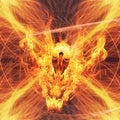 3d illustration of fire flames swirling in the shape of a dragon