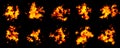 3d illustration fire sprite effects set background