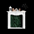 3d illustration of fireplace chris tmas day isolated on black background Royalty Free Stock Photo