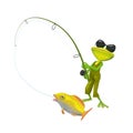 3D Illustration of a Fisherman Frog Royalty Free Stock Photo
