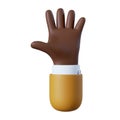 3d illustration. Five fingers, hello palm social icon. African cartoon character hand gesture. Business clip art isolated on white Royalty Free Stock Photo