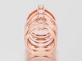 3D illustration five rose gold different traditional solitaire e