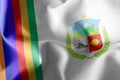 3D illustration flag of Apurimac is a region of Peru. Waving on the wind flag