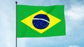 3D Illustration of The flag of Brazil, Verde e amarela, Auriverde, `Ordem e Progresso