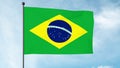 3D Illustration of The flag of Brazil, Verde e amarela, `Ordem e Progresso