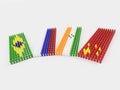 3D Illustration Flags of BRIC countries