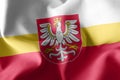 3D illustration flag of Lesser Poland Voivodship is a region of