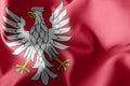 3D illustration flag of Masovia Voivodship is a region of Poland