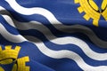 3D illustration flag of Merseyside is a region of England. Wavin