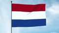 3D Illustration of The flag of the Netherlands is a horizontal tricolour of red, white, and blue.