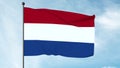 3D Illustration of The flag of the Netherlands is a horizontal tricolour of red, white, and blue.