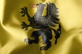 3D illustration flag of Pomerania Voivodship is a region of Pola
