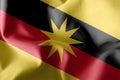 3D illustration flag of Sarawak is a state of Malaysia