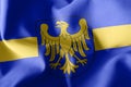 3D illustration flag of Silesia Voivodship is a region of Poland