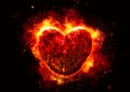 3d illustration of flames burning in heart shape Royalty Free Stock Photo