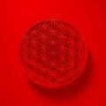 3D Illustration - Flower of Life Sign with light above on red