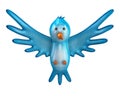 3d illustration of flying blue bird Royalty Free Stock Photo