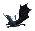 Blue spiked flying dragon on a white background Royalty Free Stock Photo