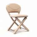 Beige Folding Chair 3d Render - Ottoman Cuisine - White Background