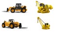 3d illustration. Forklift truck on a white isolated background. 3d rendering.